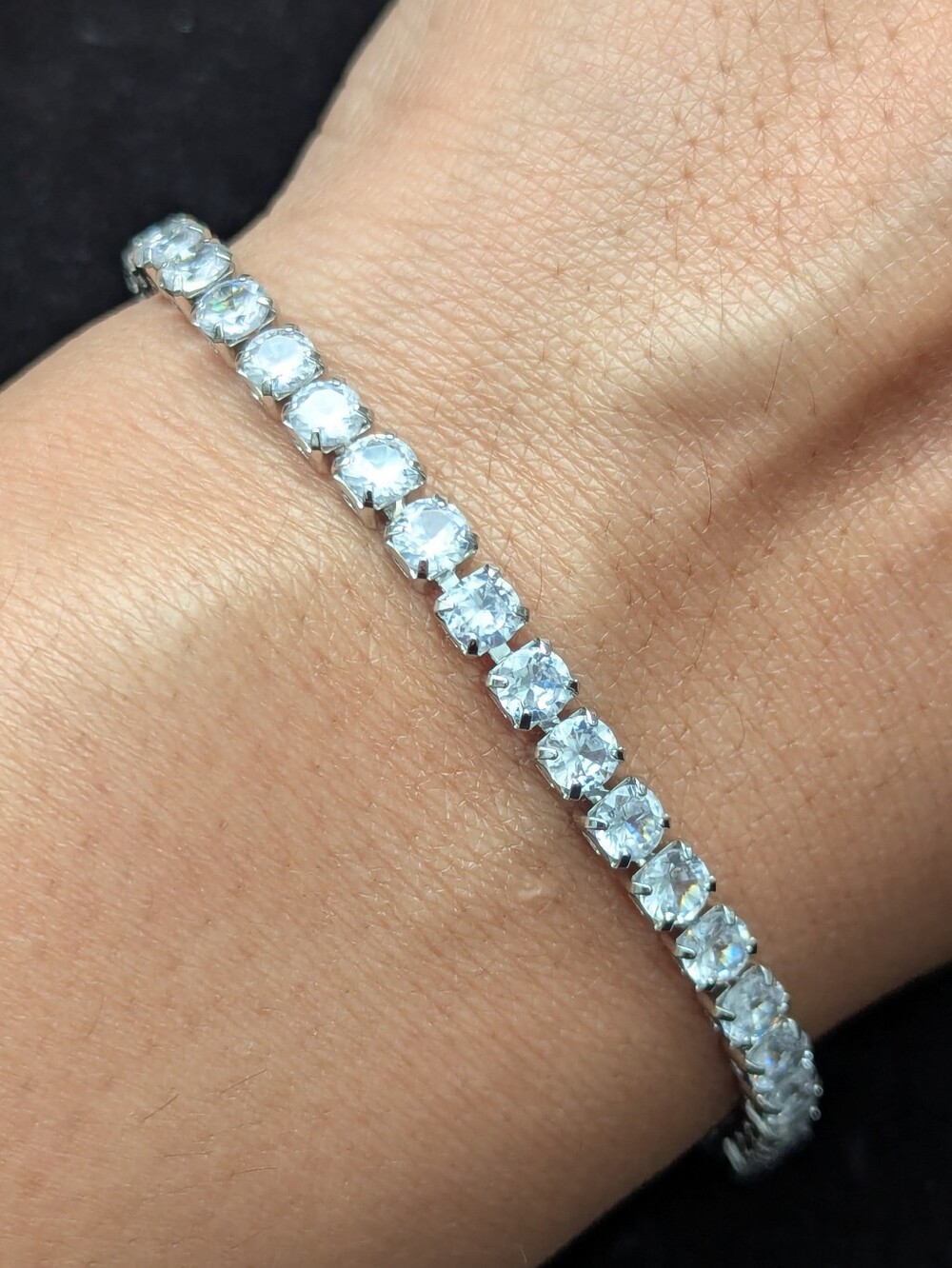 Tennis Bracelet Sterling Silver Cubic Zirconia Stunning Classic Luxury Modern